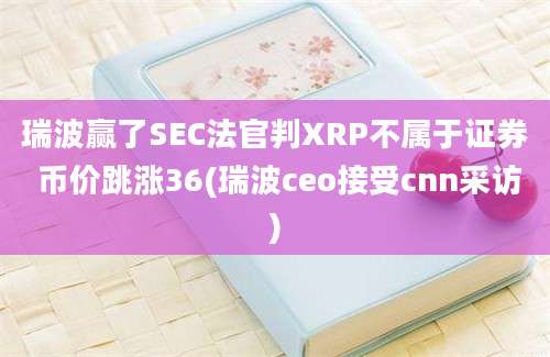 瑞波赢了SEC法官判XRP不属于证券 币价跳涨36(瑞波ceo接受cnn采访)