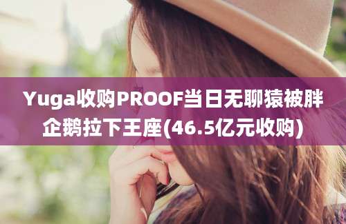 Yuga收购PROOF当日无聊猿被胖企鹅拉下王座(46.5亿元收购)