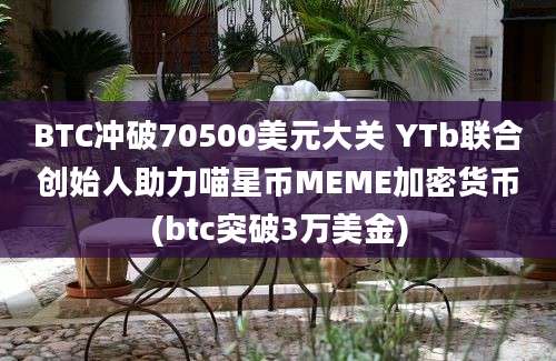 BTC冲破70500美元大关 YTb联合创始人助力喵星币MEME加密货币(btc突破3万美金)