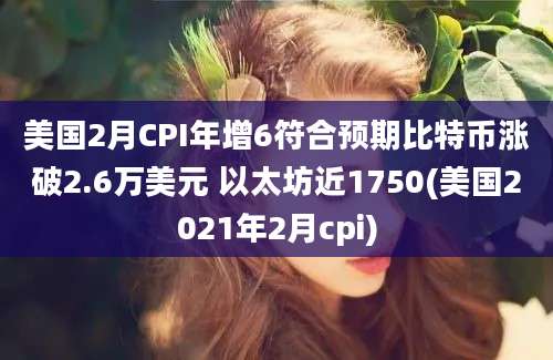 美国2月CPI年增6符合预期比特币涨破2.6万美元 以太坊近1750(美国2021年2月cpi)