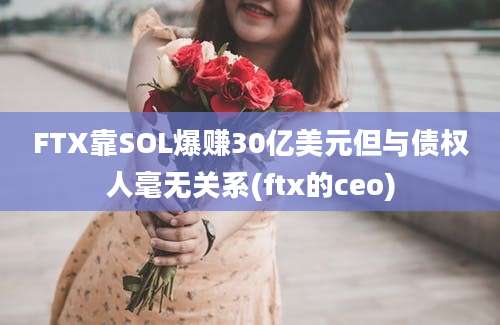 FTX靠SOL爆赚30亿美元但与债权人毫无关系(ftx的ceo)