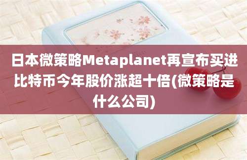 日本微策略Metaplanet再宣布买进比特币今年股价涨超十倍(微策略是什么公司)