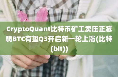 CryptoQuant比特币矿工卖压正减弱BTC有望Q3开启新一轮上涨(比特(bit))