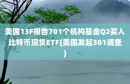 美国13F报告701个机构基金Q2买入比特币现货ETF(美国发起301调查)