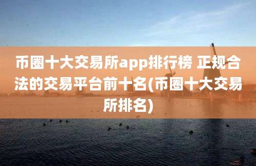 币圈十大交易所app排行榜 正规合法的交易平台前十名(币圈十大交易所排名)