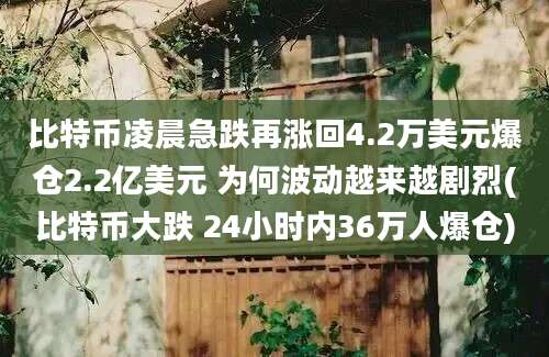 比特币凌晨急跌再涨回4.2万美元爆仓2.2亿美元 为何波动越来越剧烈(比特币大跌 24小时内36万人爆仓)