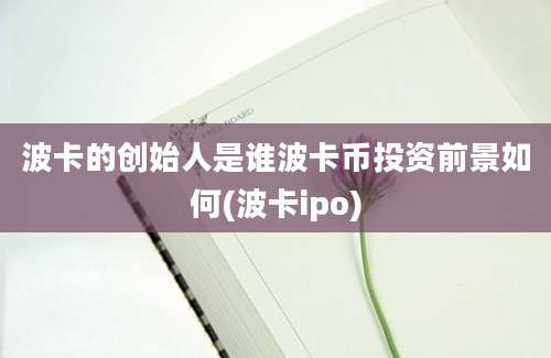 波卡的创始人是谁波卡币投资前景如何(波卡ipo)