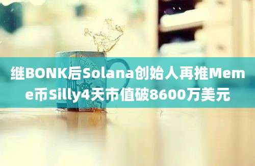 继BONK后Solana创始人再推Meme币Silly4天市值破8600万美元