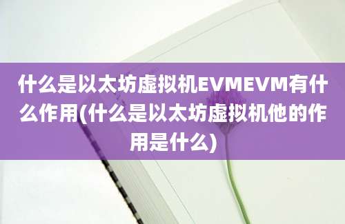 什么是以太坊虚拟机EVMEVM有什么作用(什么是以太坊虚拟机他的作用是什么)