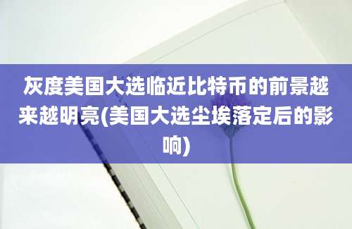 灰度美国大选临近比特币的前景越来越明亮(美国大选尘埃落定后的影响)