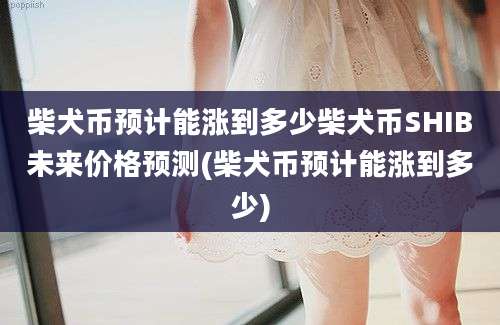 柴犬币预计能涨到多少柴犬币SHIB未来价格预测(柴犬币预计能涨到多少)