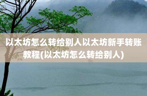 以太坊怎么转给别人以太坊新手转账教程(以太坊怎么转给别人)