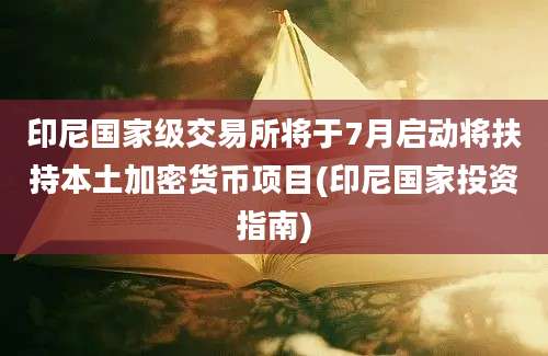 印尼国家级交易所将于7月启动将扶持本土加密货币项目(印尼国家投资指南)