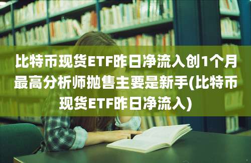 比特币现货ETF昨日净流入创1个月最高分析师抛售主要是新手(比特币现货ETF昨日净流入)