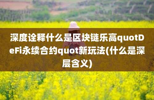 深度诠释什么是区块链乐高quotDeFi永续合约quot新玩法(什么是深层含义)