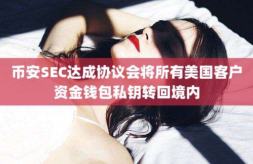 币安SEC达成协议会将所有美国客户资金钱包私钥转回境内