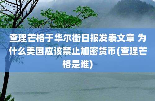 查理芒格于华尔街日报发表文章 为什么美国应该禁止加密货币(查理芒格是谁)