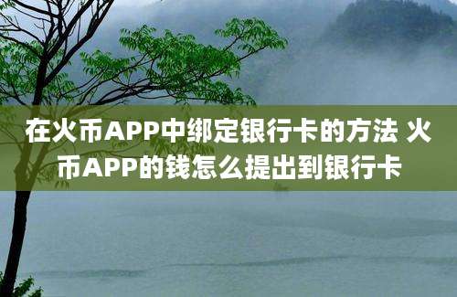 在火币APP中绑定银行卡的方法 火币APP的钱怎么提出到银行卡