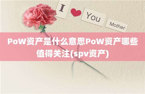 PoW资产是什么意思PoW资产哪些值得关注(spv资产)