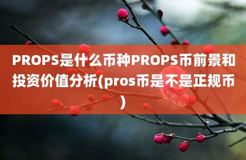 PROPS是什么币种PROPS币前景和投资价值分析(pros币是不是正规币)