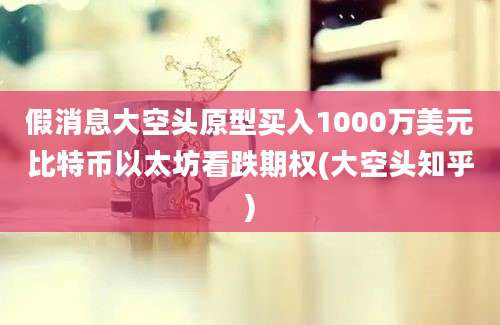 假消息大空头原型买入1000万美元比特币以太坊看跌期权(大空头知乎)