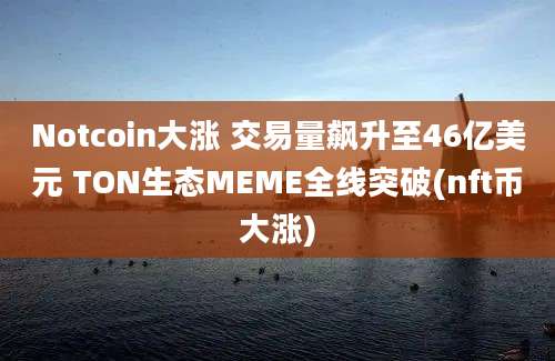 Notcoin大涨 交易量飙升至46亿美元 TON生态MEME全线突破(nft币大涨)