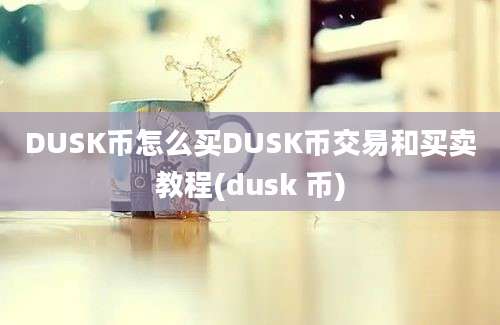 DUSK币怎么买DUSK币交易和买卖教程(dusk 币)