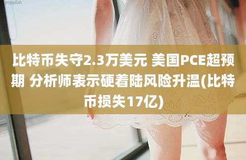 比特币失守2.3万美元 美国PCE超预期 分析师表示硬着陆风险升温(比特币损失17亿)