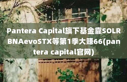 Pantera Capital旗下基金靠SOLRBNAevoSTX等第1季大赚66(pantera capital官网)