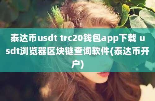 泰达币usdt trc20钱包app下载 usdt浏览器区块链查询软件(泰达币开户)