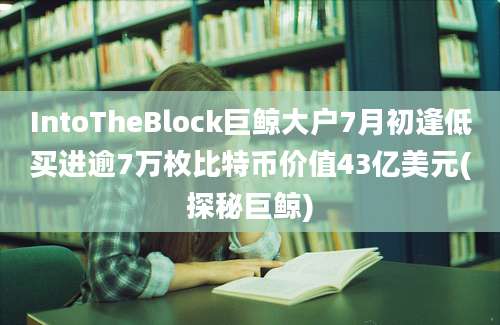 IntoTheBlock巨鲸大户7月初逢低买进逾7万枚比特币价值43亿美元(探秘巨鲸)