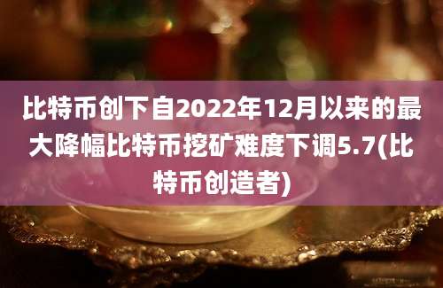 比特币创下自2022年12月以来的最大降幅比特币挖矿难度下调5.7(比特币创造者)