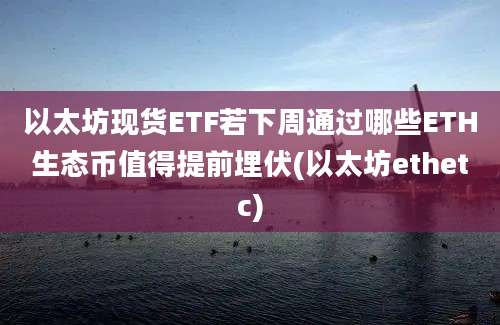 以太坊现货ETF若下周通过哪些ETH生态币值得提前埋伏(以太坊ethetc)