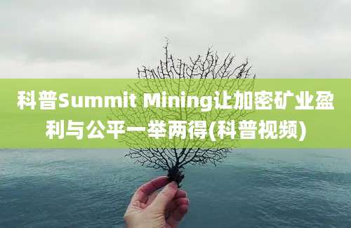 科普Summit Mining让加密矿业盈利与公平一举两得(科普视频)