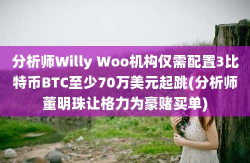 分析师Willy Woo机构仅需配置3比特币BTC至少70万美元起跳(分析师董明珠让格力为豪赌买单)