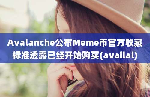 Avalanche公布Meme币官方收藏标准透露已经开始购买(availal)