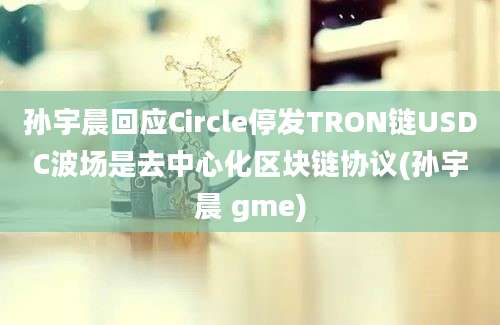 孙宇晨回应Circle停发TRON链USDC波场是去中心化区块链协议(孙宇晨 gme)