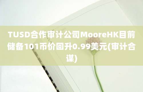 TUSD合作审计公司MooreHK目前储备101币价回升0.99美元(审计合谋)