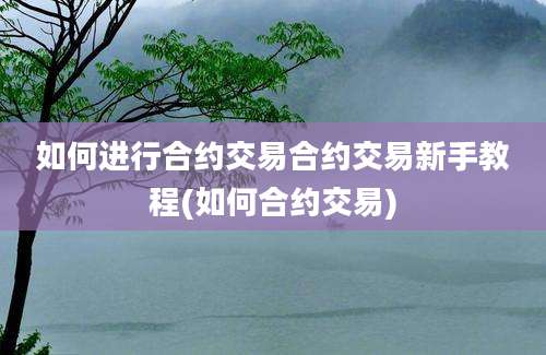 如何进行合约交易合约交易新手教程(如何合约交易)