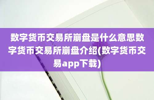 数字货币交易所崩盘是什么意思数字货币交易所崩盘介绍(数字货币交易app下载)