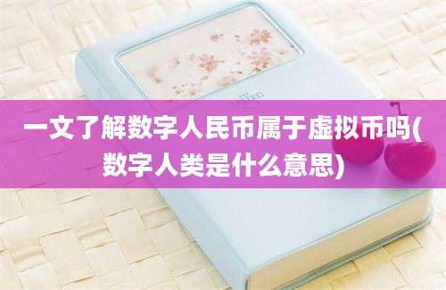 一文了解数字人民币属于虚拟币吗(数字人类是什么意思)