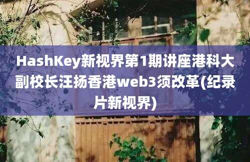 HashKey新视界第1期讲座港科大副校长汪扬香港web3须改革(纪录片新视界)