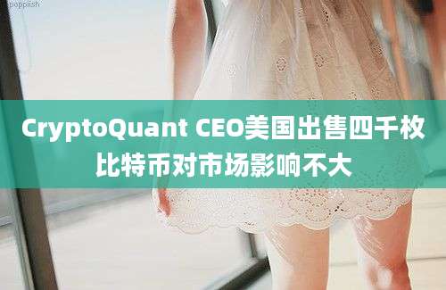 CryptoQuant CEO美国出售四千枚比特币对市场影响不大