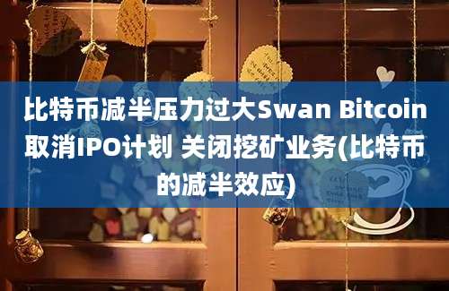 比特币减半压力过大Swan Bitcoin取消IPO计划 关闭挖矿业务(比特币的减半效应)