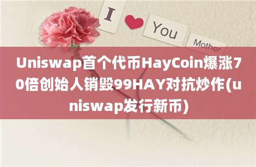 Uniswap首个代币HayCoin爆涨70倍创始人销毁99HAY对抗炒作(uniswap发行新币)