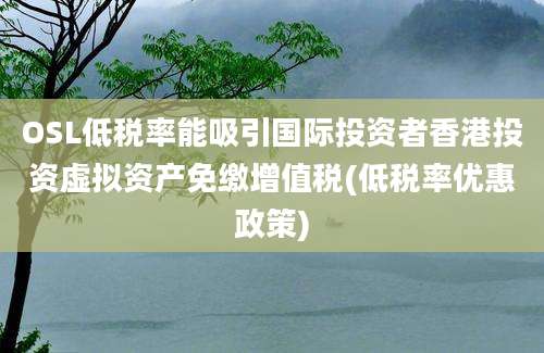 OSL低税率能吸引国际投资者香港投资虚拟资产免缴增值税(低税率优惠政策)