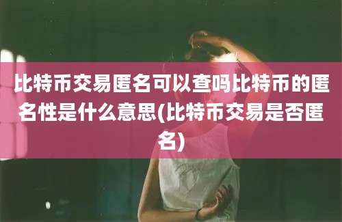 比特币交易匿名可以查吗比特币的匿名性是什么意思(比特币交易是否匿名)