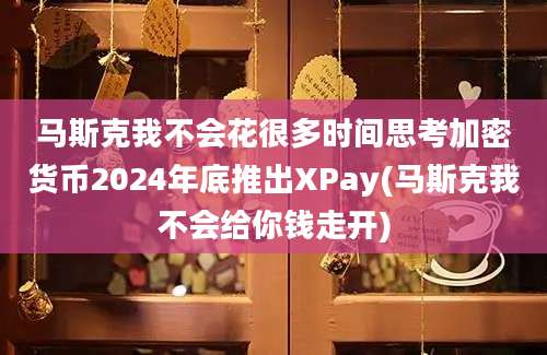 马斯克我不会花很多时间思考加密货币2024年底推出XPay(马斯克我不会给你钱走开)