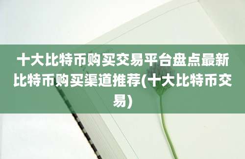 十大比特币购买交易平台盘点最新比特币购买渠道推荐(十大比特币交易)