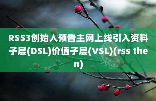 RSS3创始人预告主网上线引入资料子层(DSL)价值子层(VSL)(rss then)